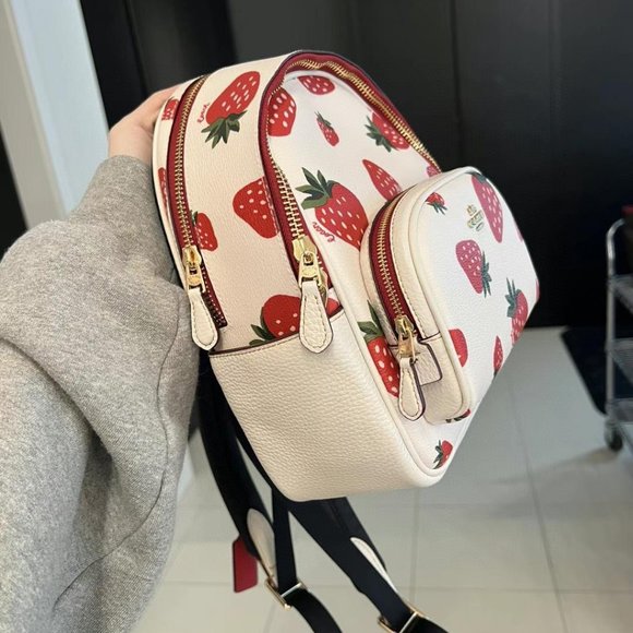 coach Mini Court Backpack With Wild Strawberry Print CH328 - Picture 2 of 6